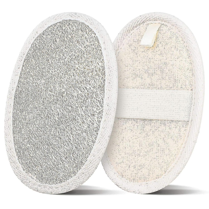 2-Pack Loofah Sponge Pads, 100% Natural Loofah & Terry Cloth Exfoliating Loofah Sponge Body Gloves for Spa, Bath & Shower