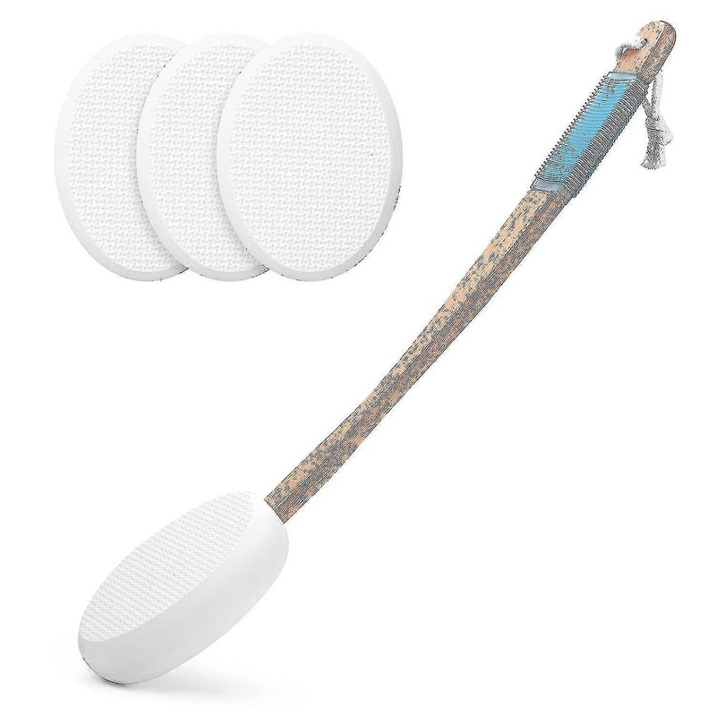 17″ Back Lotion Applicator Brush, Long Handle Back Brush with 4 Replaceable Pads – PJ