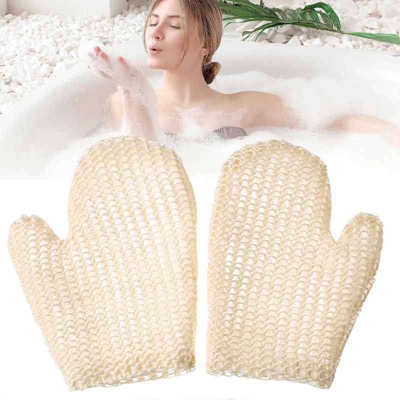 Sisal Exfoliating Gloves Pack of 2 for Body Scrubbing, Spa Massage, and Deep Cleansing Bath Use