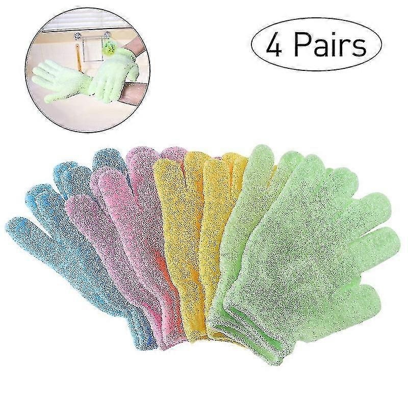 ULTNICE 4 Pairs Exfoliating Bath Gloves Nylon Body Scrub Shower Gloves-ylmyFit