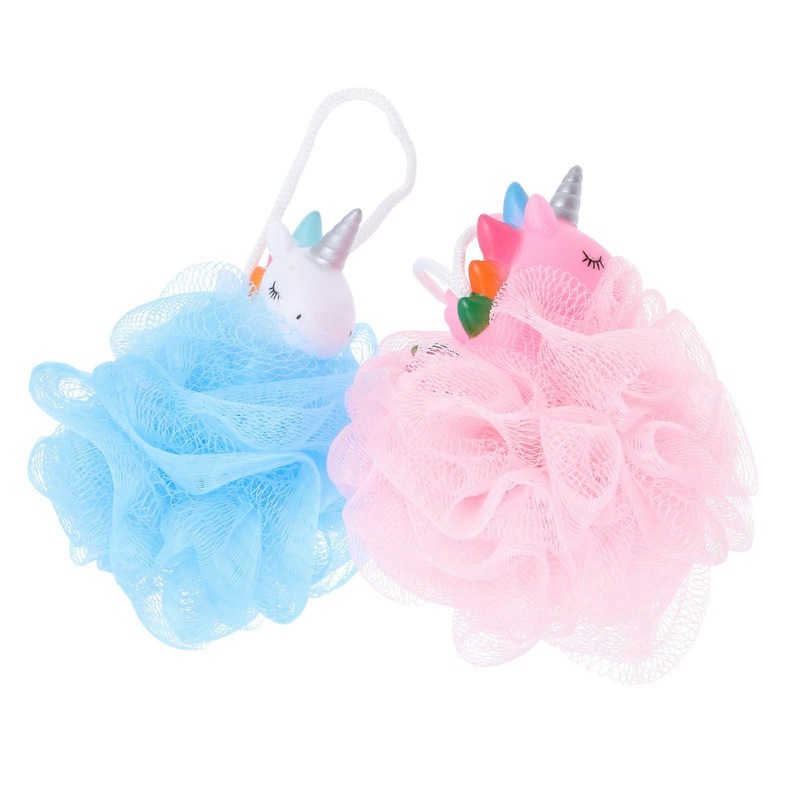 Unicorns Bath Mesh Shower Balls for Exfoliating with 2Pcs Cartoon Bubble Net