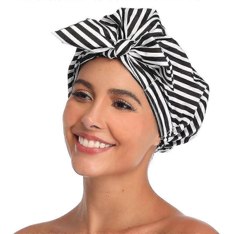 Women’s Shower Cap Shower Head Cap Reusable Long Hair Shower Cap Large Bandana Braided Shower Cap Black