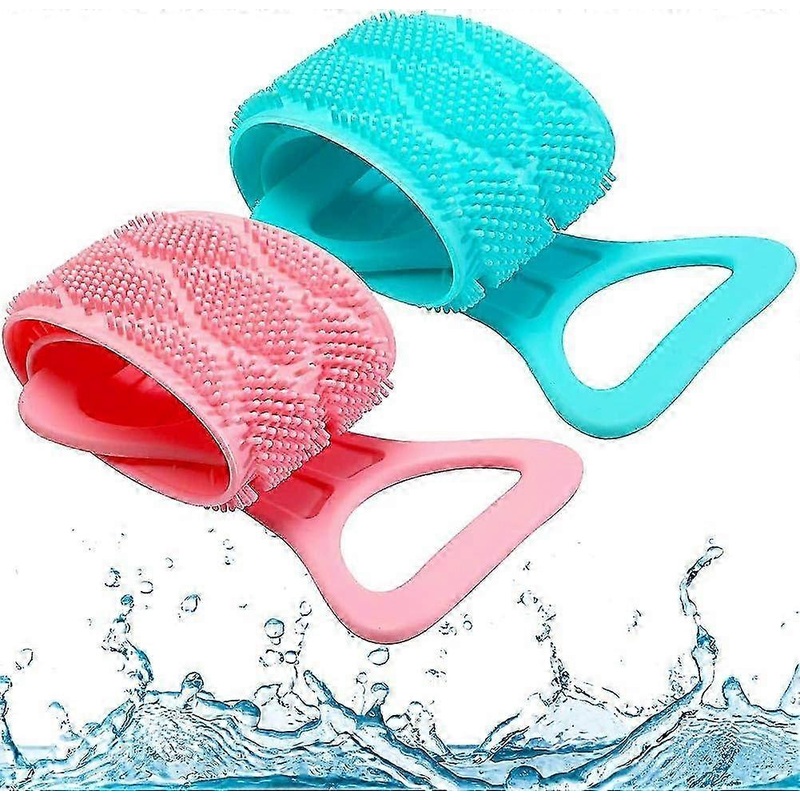 2 Pack Silicone Bath & Shower Gel Back Brushes – Easy to Clean Shower Back Wash Belt for Exfoliating and Scrubbing