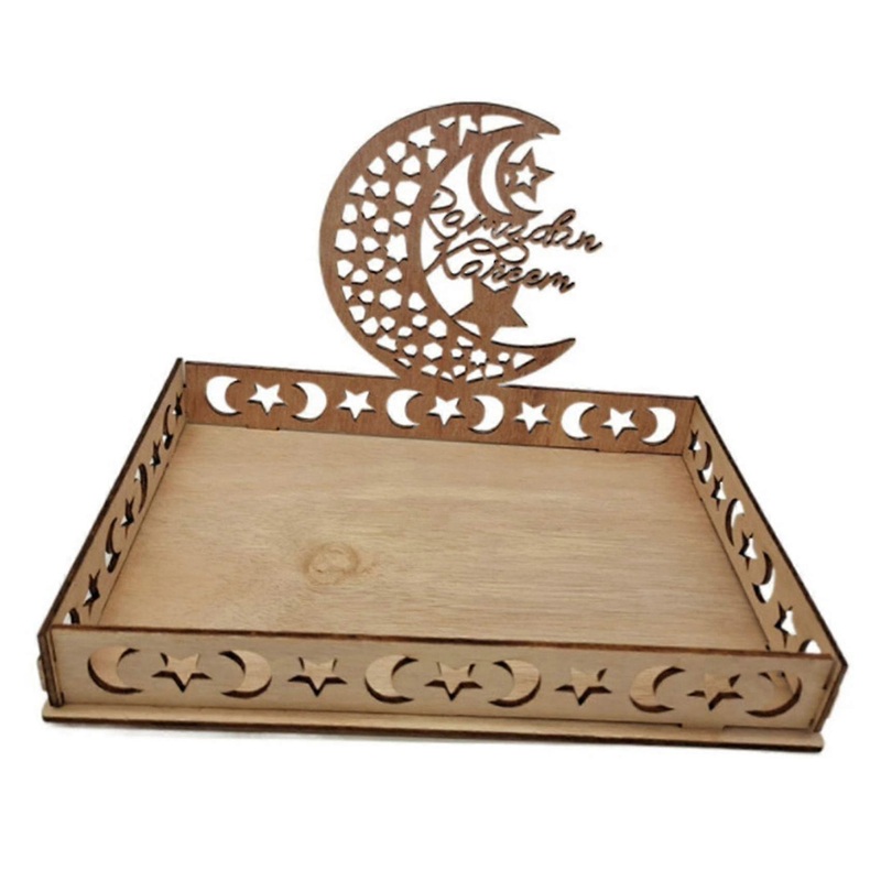 Wooden Eid Mubarak Food Tray Ramadan Decoration Islamic Ramadan Kareem Muslim Eid Mubarak Gifts C