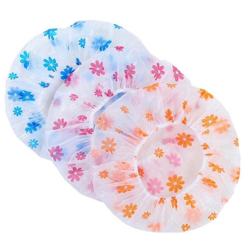 10Pcs Waterproof Shower Cap Point Bath Hair Cover Elastic Bath Hat Bathing Cap for Women Bathroom R