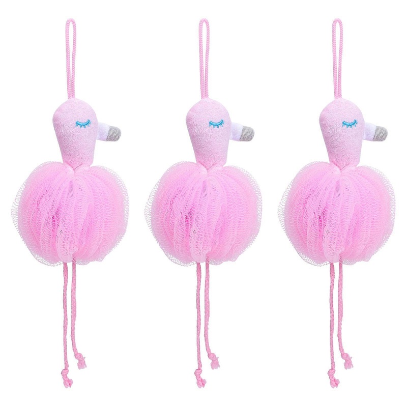 Pink Flamingo Bath Shower Ball for Body Wash 6Pcs Adorable Shower Mesh Poufs
