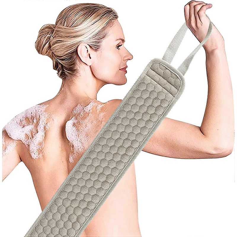 Suntee Exfoliating Back Scrubber & Exfoliating Sponge Pad Set,Bath Shower Scrubber(36.5 inch & 3.5 inch)
