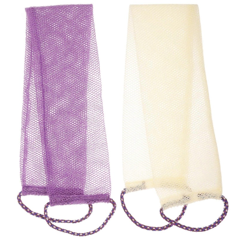 2 Pieces Back Washer Body Scrub Towel Exfoliating for Bath Towels for Skin Cleansing Exfoliating Wash Cloth and Cream White