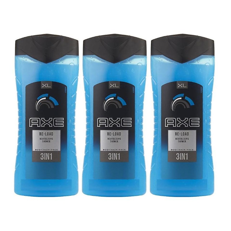 3 x Axe 3 in 1 Revitalising Shower Gel/Body Wash 400ml – Reload