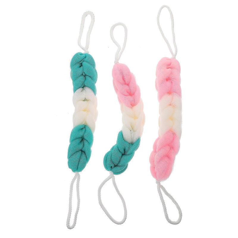 3pcs Exfoliating Bath Sponge Shower Pouf Stretchy back Scrubber Mesh Pouf(Assorted Color)