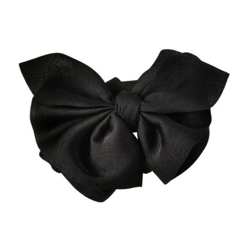 Women Hair Claw Big Bow-knot Solid Color Strong Claw Double Layers Anti-slip Hair Decoration with