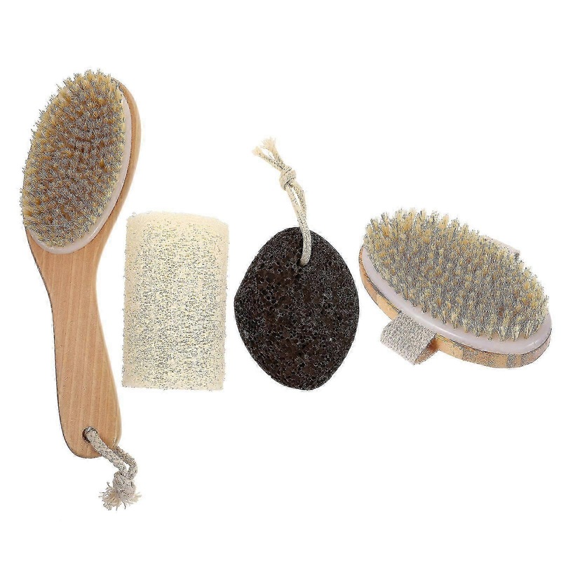 1 Set 4Pcs Bath Brushes Practical Loofah Brush Kit Body Brushes Pumice Stone-FCY