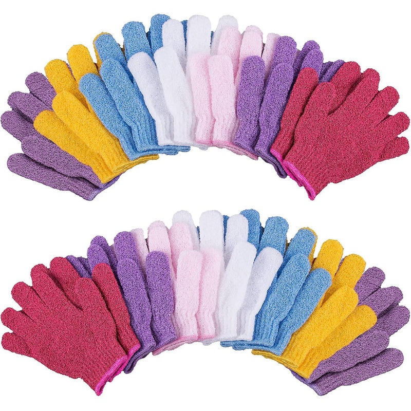 14 Pairs Body Exfoliating Bath Gloves for Adult and Teenager 7 Colors