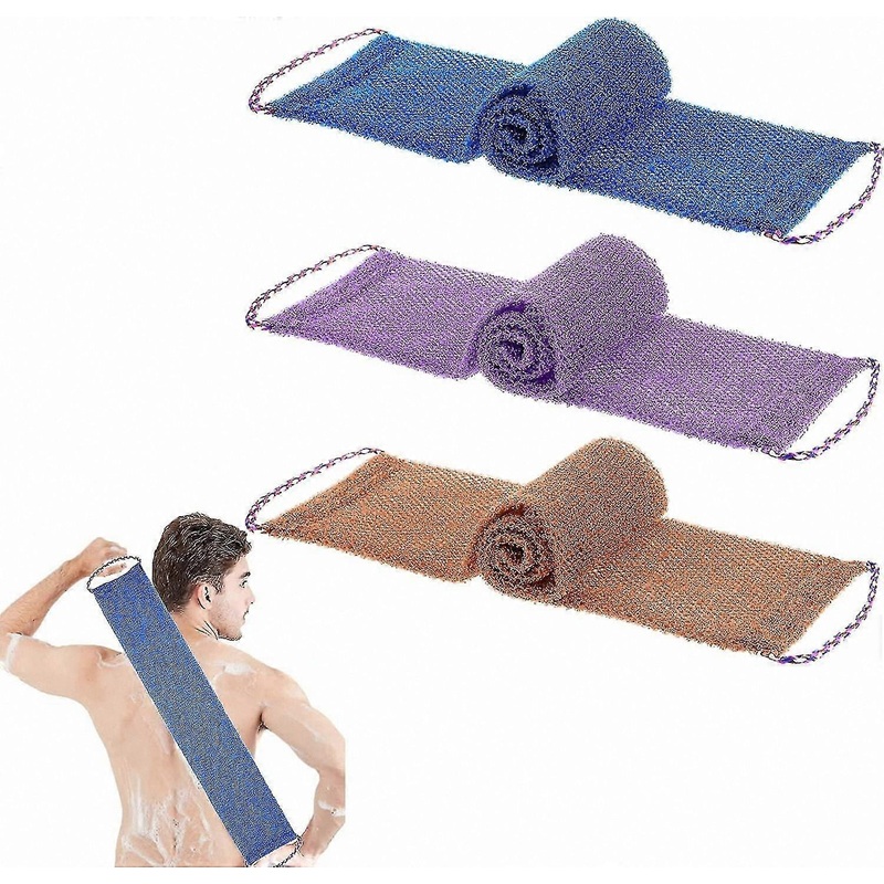 Set of 3 Exfoliating Bath Sponges with Scrubbing Net for Body Cleansing and Skin Renewal Gift Option