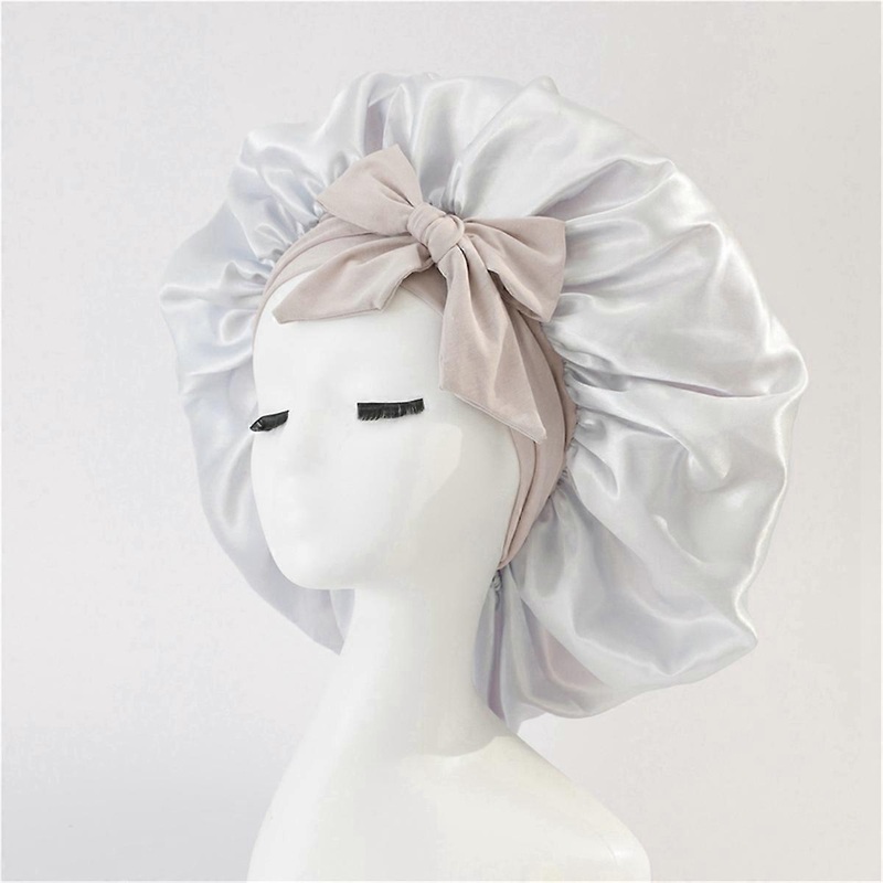 Women Sleeping Shower Cap High Elastic Hair Bonnet Hat rose Red