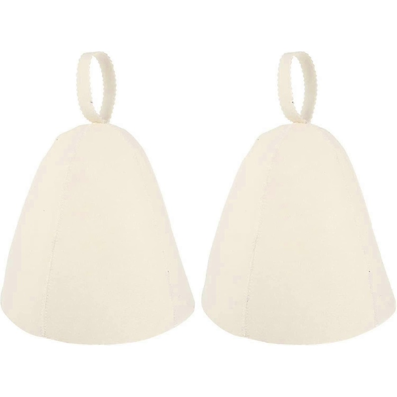 Wool Sauna Hat For Men And Women Natural Felt Russian Shower Cap Hat Bathroom Accessories Suitable For Street Sauna Steam Room (2 Pieces White)