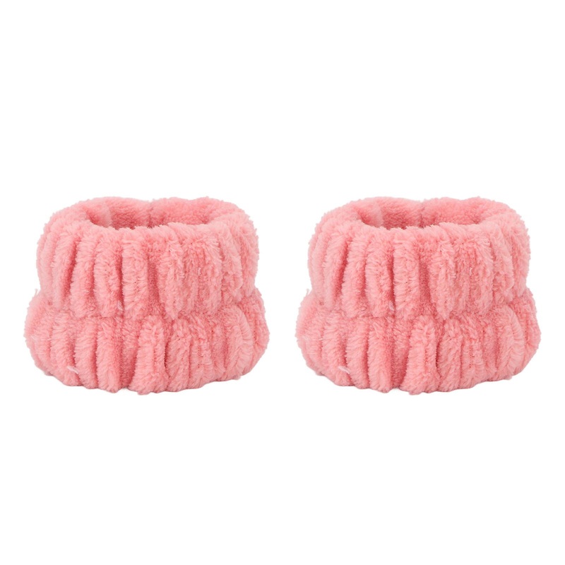 1 Pair Face Washing Wristbands Strong Water Absorption Skin Friendly Soft Pure Color Women’s Wrist Towels for Home Travel