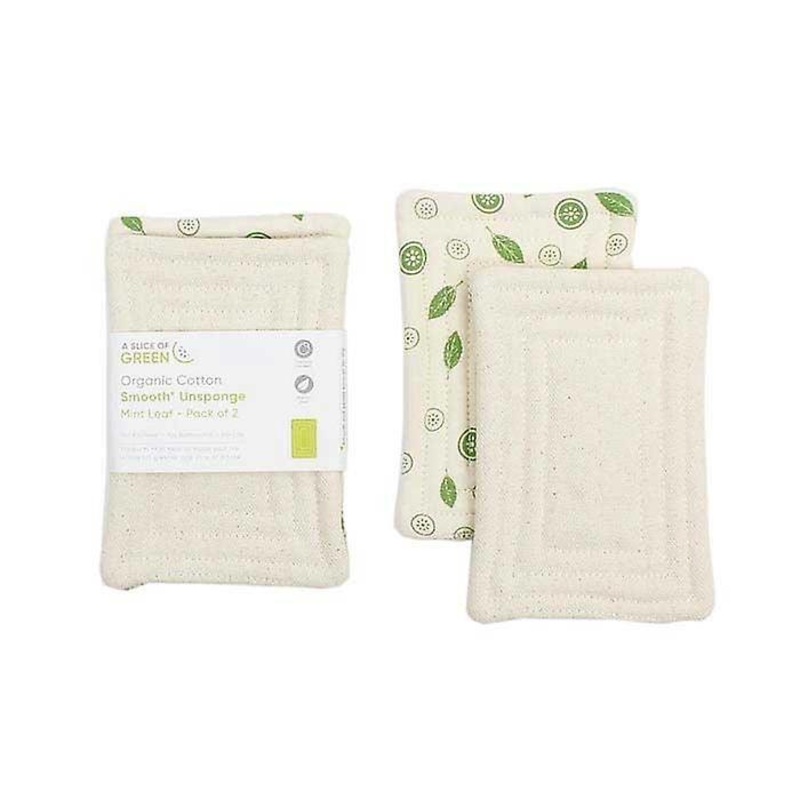 Organic Cotton ‘smooth’ Unsponge – Mint Leaf – Pack Of 2