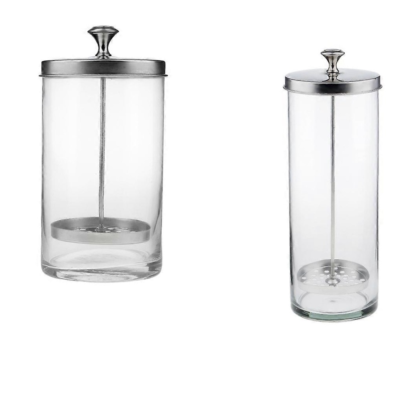 2pcs Disinfection Jar Glass Sanitizing Jar for Barber Manicure Nail Art Tools