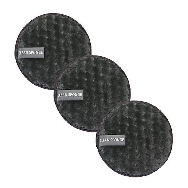 3Pcs Makeup Remover Pad Reusable Washable Safe Useful Double-sided Puff for Ladies