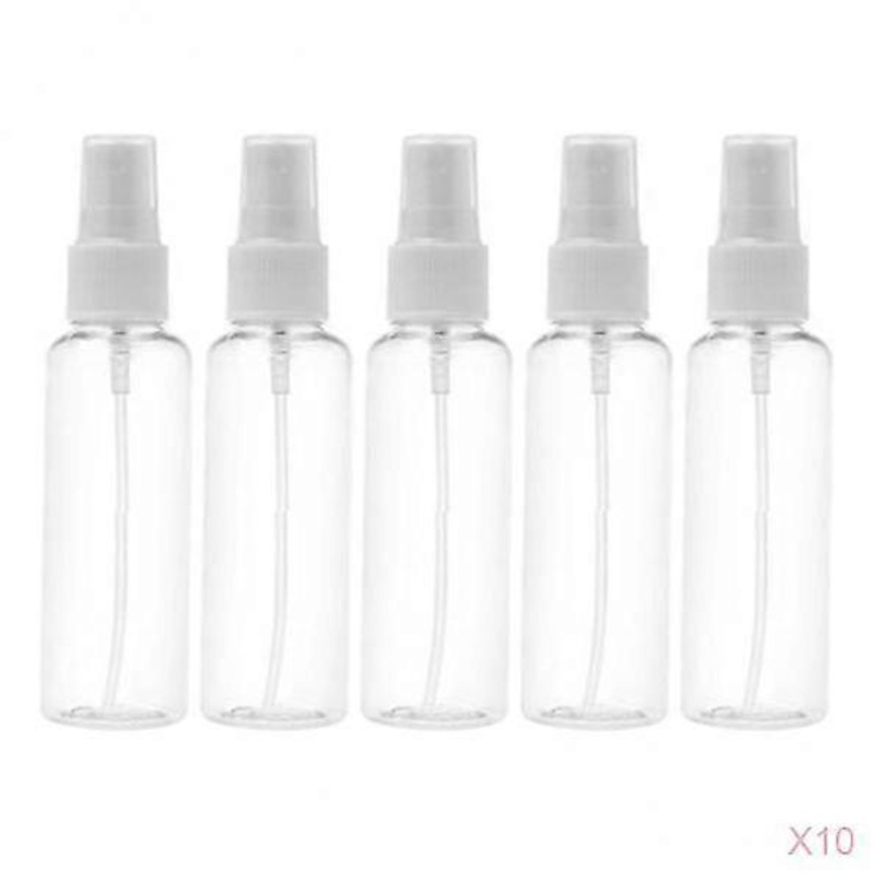 50Pcs 60ml Transparent Plastic Spray Perfumes Cosmetic Bottles Pump Reusable
