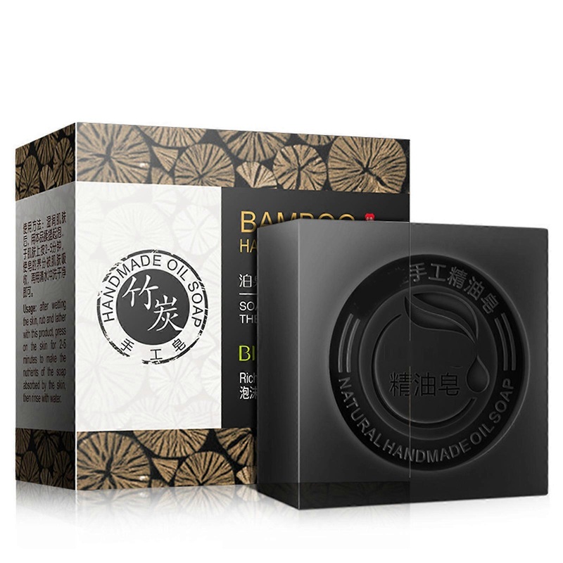 Black Bamboo Charcoal Soap Skin Care Face Body Clear Whitening Soap Remove Acne