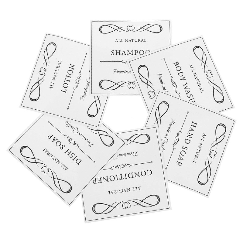 Hand Soap Sticker Label Waterproof Easy to Apply and Remove Square Shape Bathroom Bottles 6 Sheets