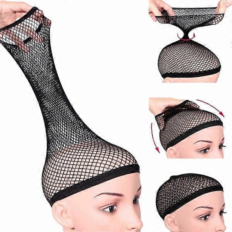 Wig Cap Elastic Mesh, Open End Design For Long And Thick Hair, Ultra Stretch Comfortable Use Reusable Washable 3-pack