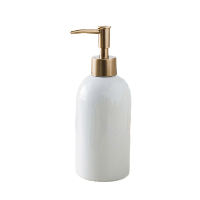 Ceramic Hand Sanitizers Bottle/Bathroom Toilet Lotion Bottle Shampoo Shower Gel Press Pump Bottle for Hotel Kitchen  White