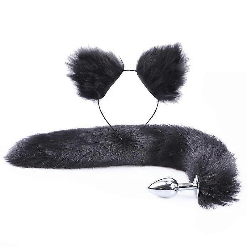 Promotional sales Sexy fox metal tail with hairpin suit tail couple cosplay (black)