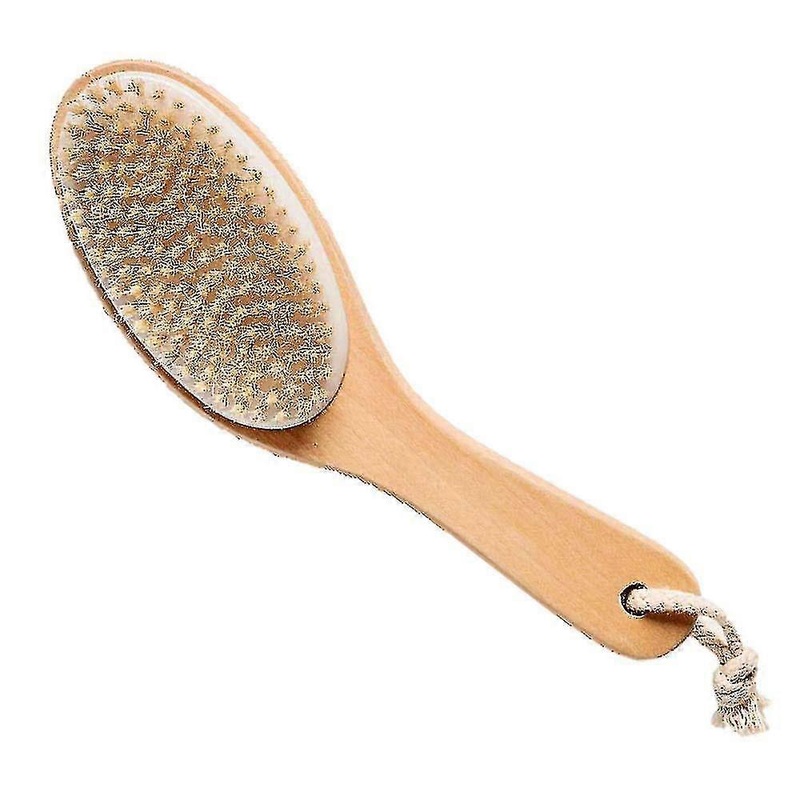 1 Piece Natural Boar Bristle Body Brush With Contoured Wooden Handle T