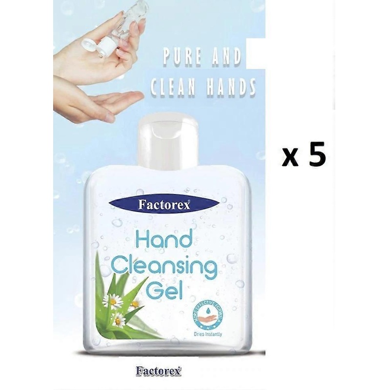 5 x 100ml Factorex Aloe Vera Hand Sanitizer Cleansing Gel