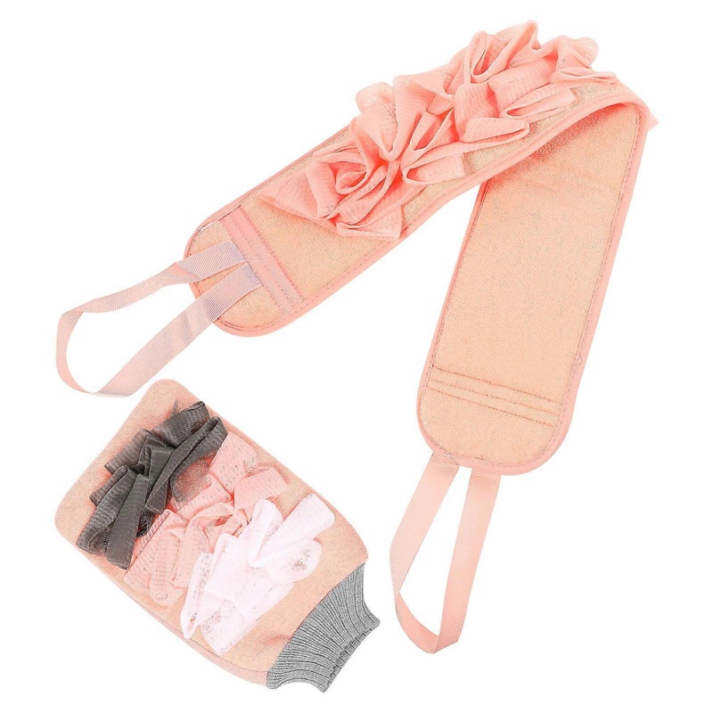 Soft Double-Sided Bathing Gloves Pink for Bath 1Set Household Bathing Item