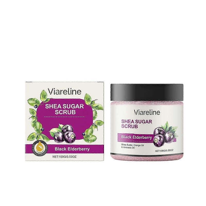 Viareline Black Elderberry Body Scrub Gently Exfoliates, Smooth and Moisturizes Skin, Cleanses Body