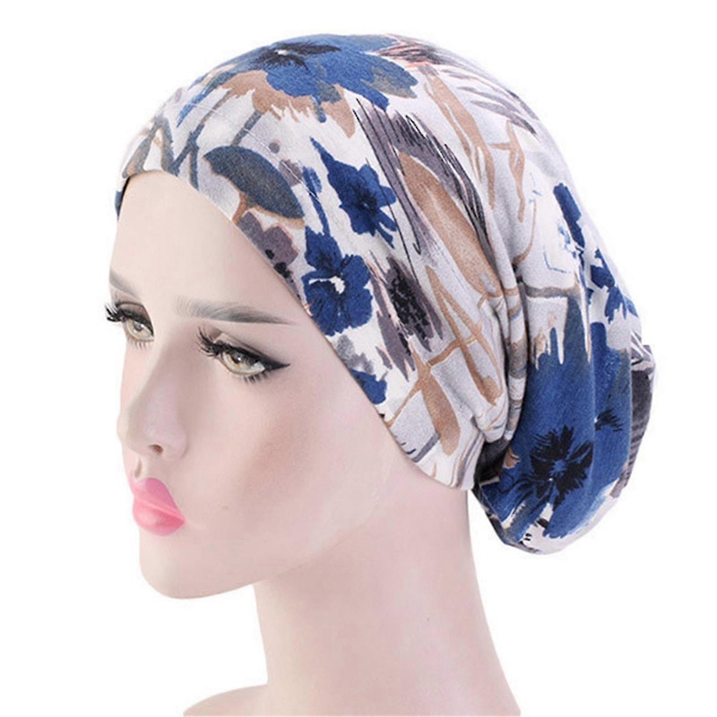 Wide Band Satin Lining Soft Headscarf Hat Fashion Print High Elastic Sleep Hat