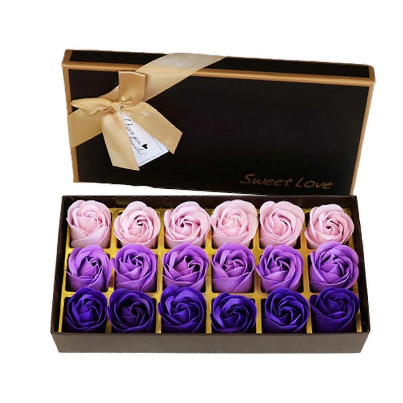 2025 18Pcs/Box Soap Rose Flower Elegant Delicate Texture Nice-looking Floral Scented Bath Soap Rose Gift Box for Valentine’s Day