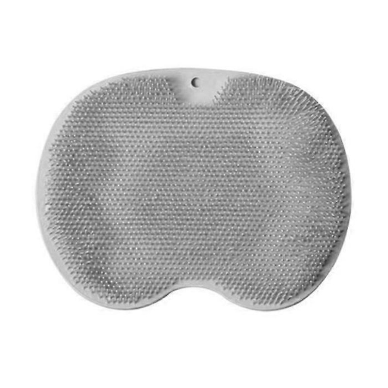 (Grey)Foot Wash Shower Mat, Massage Cushion with Suction Cup, Comfortable Back Brush, Relieve Fatigue,