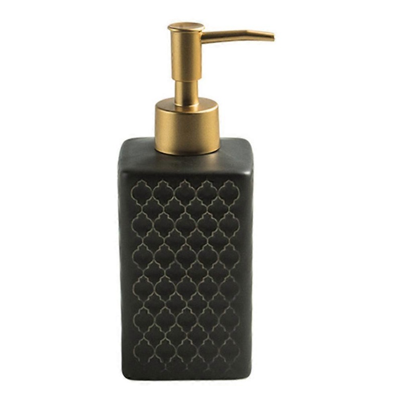 TKdaddy 360ml Ceramic Bathroom Refillable Pump Bottle for Hand Soap Shampoo Body Wash Black
