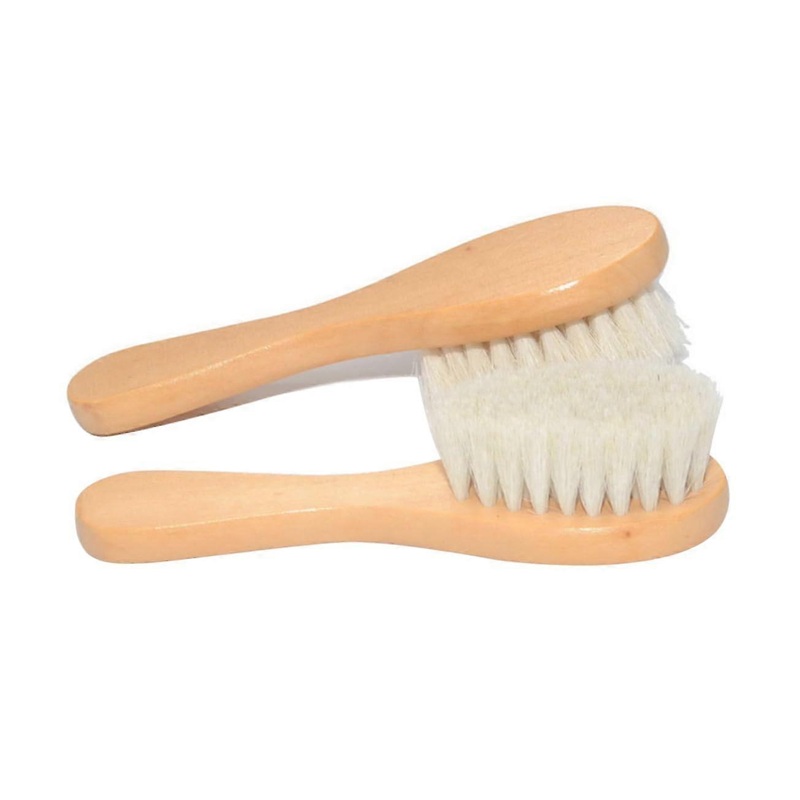 Wooden Handle Bath Scrubber Brush for Kids, Soft Natural Wool Massage Brush for Gentle Skin Care and Exfoliation