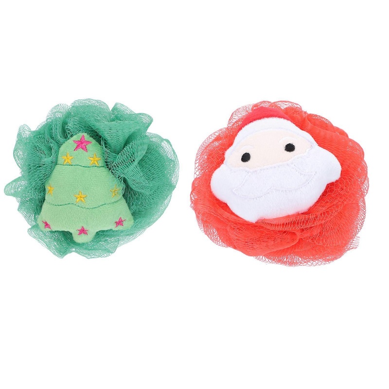 Xmas Style Bath Flower Shower Balls for Rich Bubble Cleaning 4Pcs