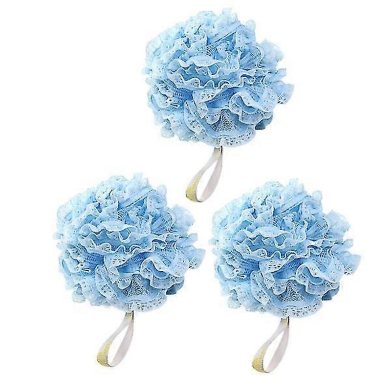3pcs Bathroom Mesh Ball Body Poufs Bath Sponge  Shower Scrubber Bathroom Supply