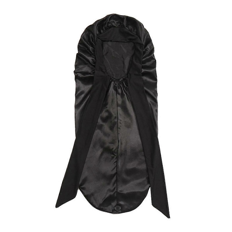 Women Bonnet Sleeping Hat Long Tail Braid Hair Night Sleep Cap Head Shower Caps for Sauna Bathing Bonnet Black