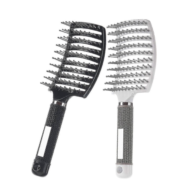 2 Pack Professional Curved Vented Styling Hair Brush For Long Thick Curly Hair, Barber Hairdressing Styling Tools Fast Drying Hair Detangling Massage