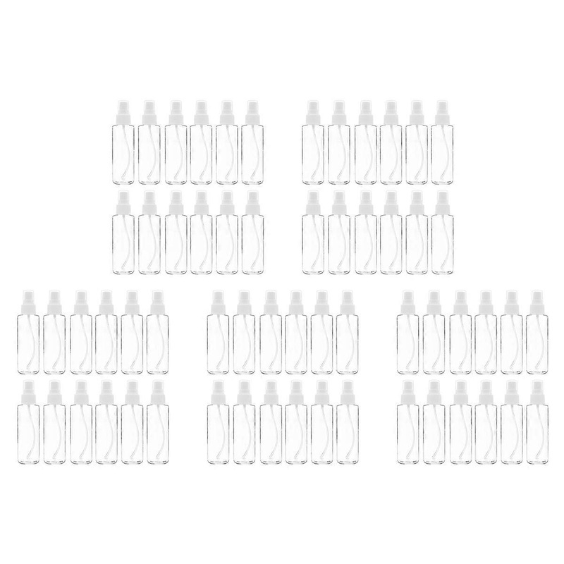 60 Pack Fine Mist Clear Bottles 120 Ml (4 Oz) with Pump Cap, Small Empty Bottles for Travel, Essenti