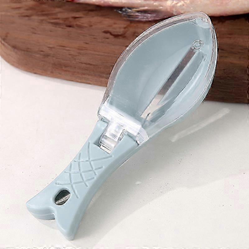 (Blue) 1pcs Skin Brush Scraping Fishing Brush Quick Removal Fish Knife Cleaning Peeler Scraper