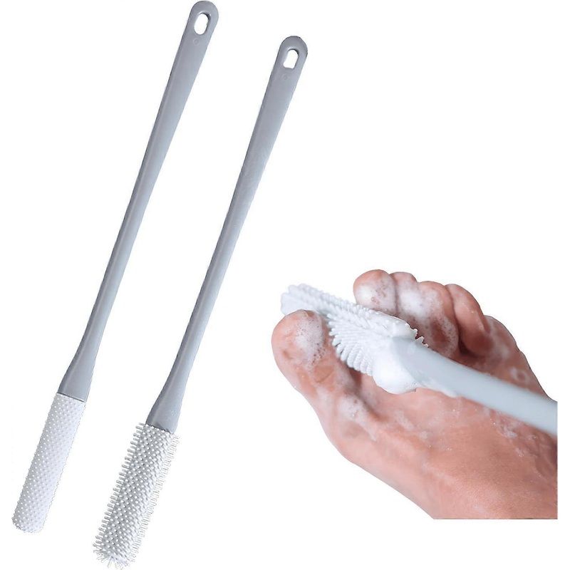 Toe Cleaning Brush with 15.7″ Long Handle,Foot Scrubber in Shower,No Bending