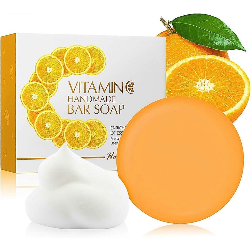 Vitamin C Soap for Face & Body, Vitamin C Handmade Soap Bar, VC Bar Soap, Skin Brightening with Pure Orange & Avocado Butter Oil, Remove Acne Blackhea