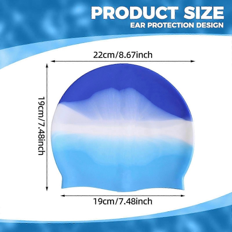 ZENGO Adult Silicone Swim Cap, Waterproof Swimming Hat with Ergonomic 3D Shaping for Comfortable Fit and Superior Swim Performance, Mixed Color 1PCS