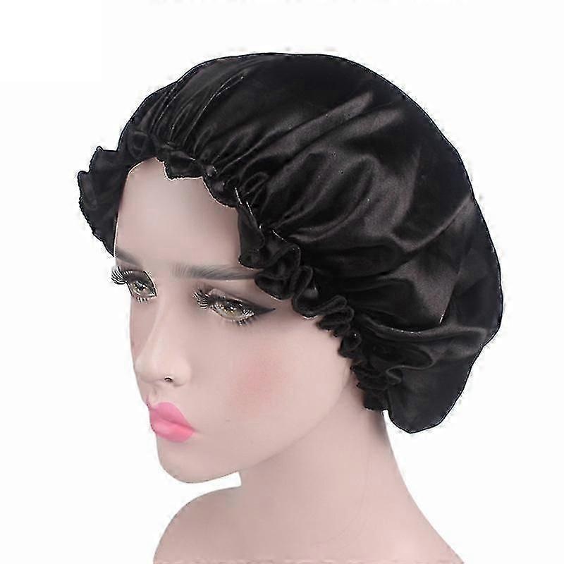 1 Pcs Silk Satin Sleep Cap Hair Bonnet for Women, Adjustable Wide Band Night Head Cover