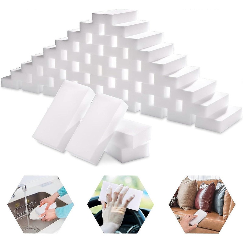 100 Counts Magic Eraser, Multi-Functional Eraser Sponge, Magic Eraser Bathroom, Magic Eraser Bathroom, Sponges Kitchen, Sponge for Cleaning